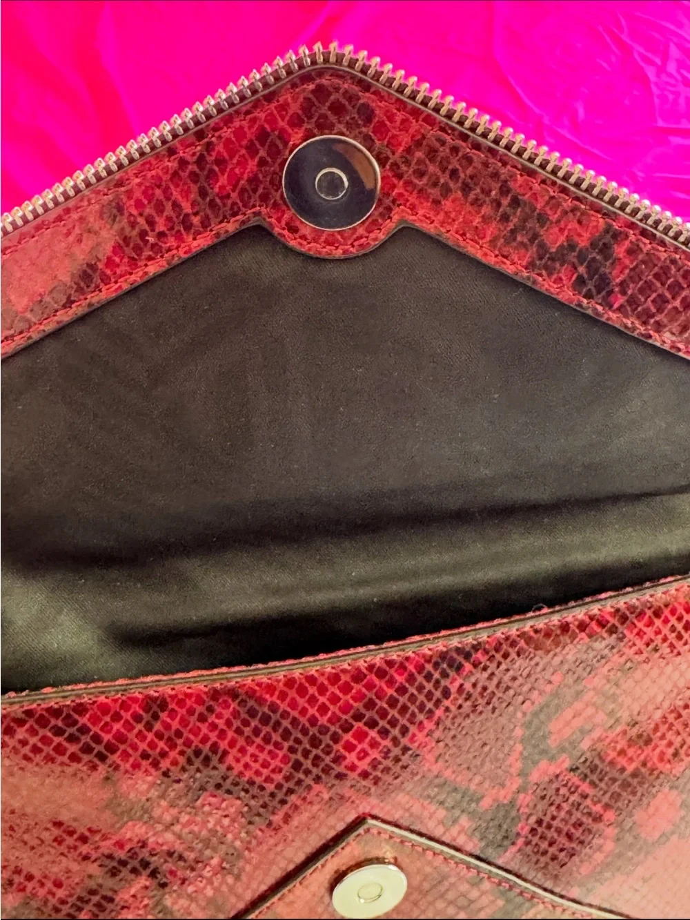 Rebecca Minkoff Red Snake-Print Clutch
